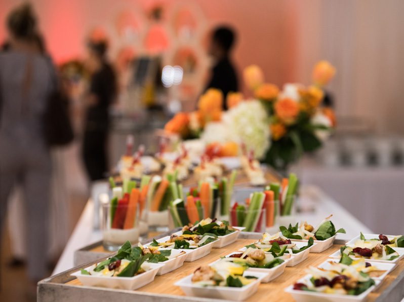 green snacks salads on catering table during corporate event party