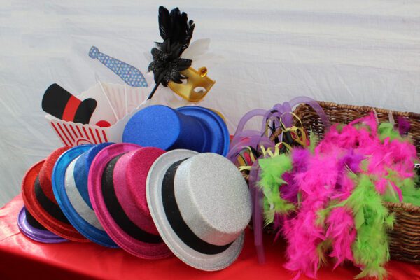 Colorful party photo booth props