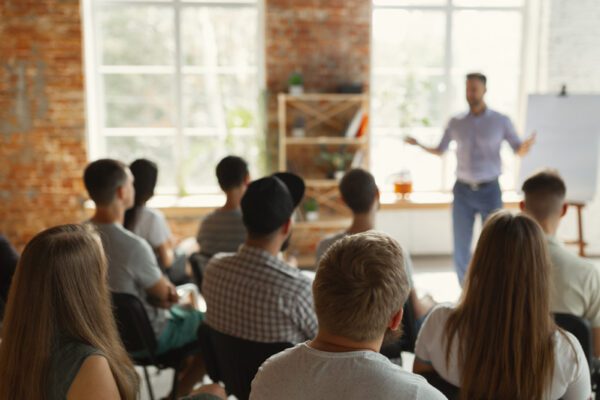 Male speaker giving presentation