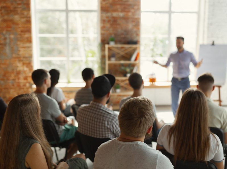 Male speaker giving presentation